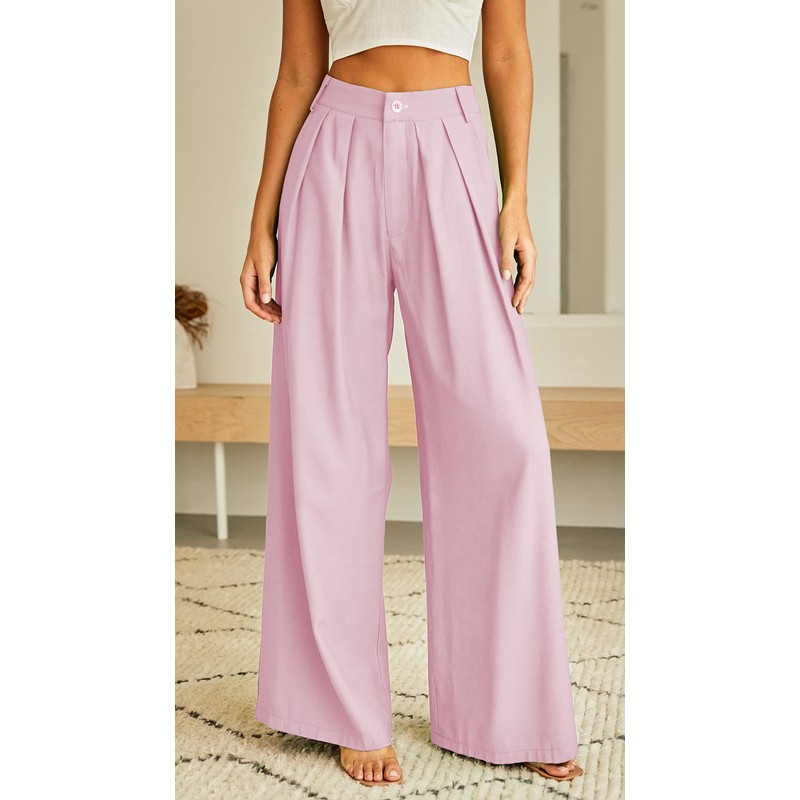 Kocowoo Women's High Waist Casual Wide Leg Palazzo Pants, Dress