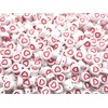 500pcs Heart Beads Round Flat White & Red 7mm Craft