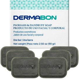 DERMABON jabon psoriasis - para piel atopica, dermatitis seborreica cara, psoriasis tratamiento, jabón alquitrán de hullapara soriasis y eczema - 6 pieza