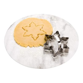 Pastry Tek Metal Poinsettia Snowflake Cookie Cutter with Handle 4.5 inch 1 count box - Restaurantware