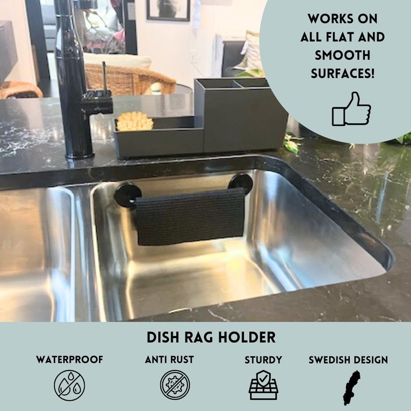 STEYDA Black Steel Dish Cloth Rail for Kitchen, Towel Holder