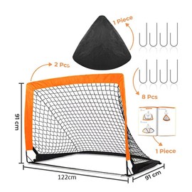 Soccer Goal for Backyard Set, 2 Pcs 4X3 ft Toddler Soccer Nets Training Equipment Portable Pop Up Soccer Goals Training Nets with Carrying Case