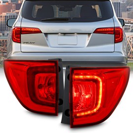 AKKON - Fit 2016-2018 Honda Pilot SUV LED Bar DRL Running Chrome Red Clear Brake Tail Lights Outer Driver+Passenger Pair