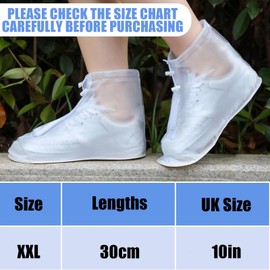 ZKFSIE A Pair of Waterproof Shoe Covers XXL, Disposable and Reusable Shoe Protector Covers for Rainy Days, Outdoor Activities, Travel, Gardening, Home Cleaning, White PVC Overshoes