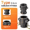 GASHER 1" Camlock Fittings Type A & D Polypropylene Cam