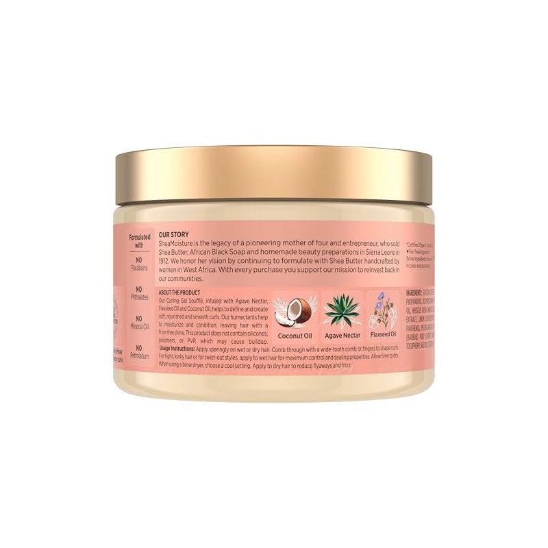 SheaMoisture Coconut & Hibiscus Curling Gel Souffle Styler, 12 Ounce