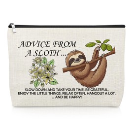 Sloth Gifts for Woman Sloth Lover Makeup Bag Inspirational Gifts for Animal Lover Best Friends Daughter Niece Sister Mom Cosmetic Bag Christmas Birthday Graduation Present Friendship Travel Pouch