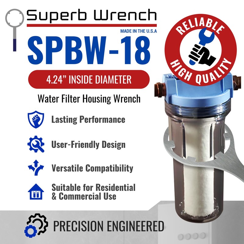 Superb Wrench SPBW-18 Heavy Duty Metal Water Filter Housing Wrench