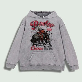 Rodeo Cowboy Graphic Hoodie 100% Cotton US Warehouse 6 ColorsColor: Black, Size: Xl