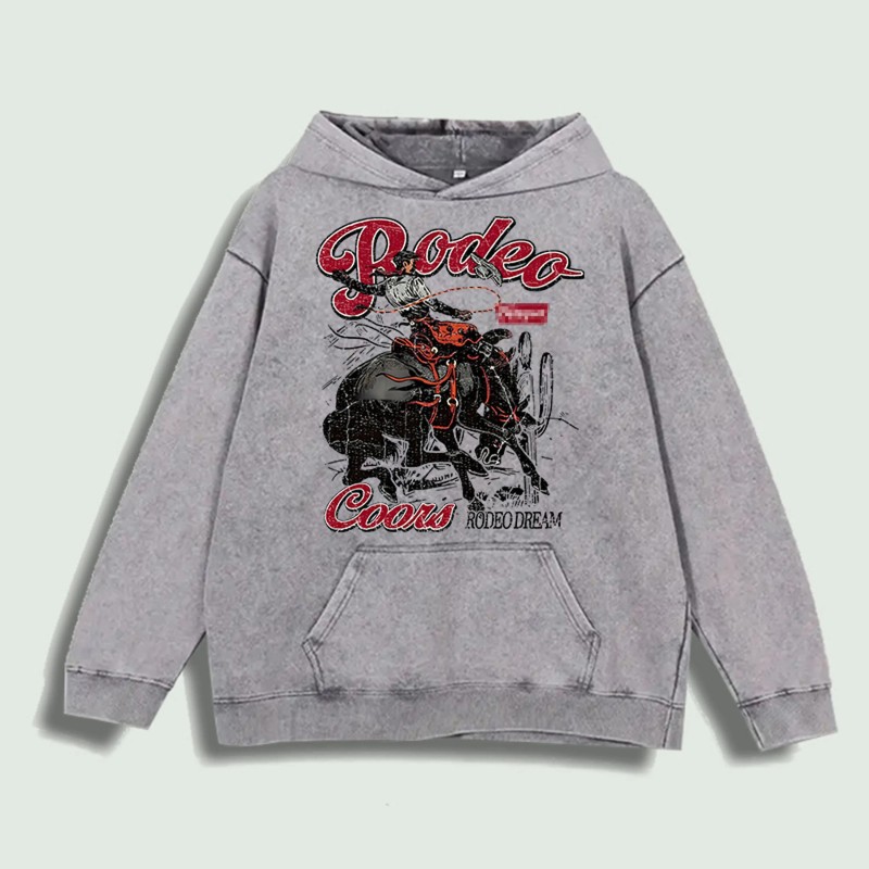 Rodeo Cowboy Graphic Hoodie 100% Cotton US Warehouse 6 ColorsColor: