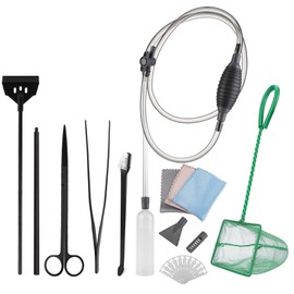 Filhome 7 Pieces Fish Tank Vacuum Gravel Cleaner Kit with Fish Tank Cleaning Tools Kit, Gravel Vacuum for Aquarium Water Change and Remove Dirt Sand