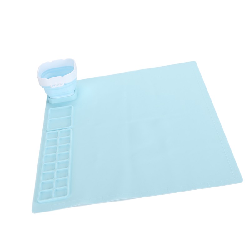Silicone Painting Mat with Water Cup Washable Protruding Scale Line