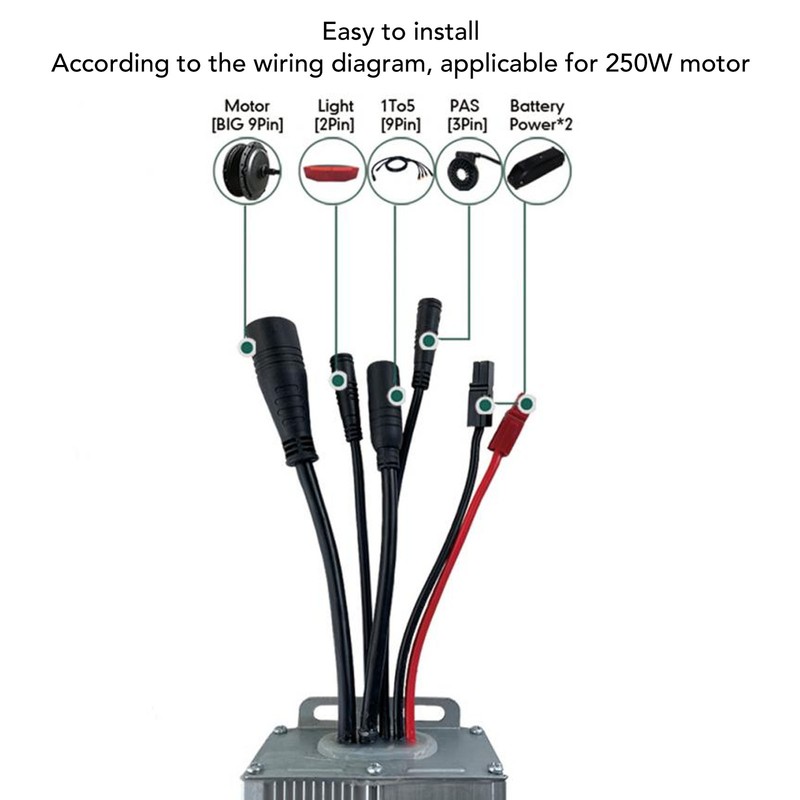 Electric Bike Motor Controller 15A Brushless Square Wave Controller with
