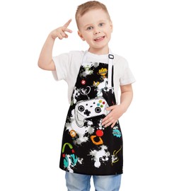 WERNNSAI Game Kids Art Aprons for Cooking - Kids Painting Apron for Boys age 11-15, Toddler Kid Art Smock Toddler Chef Aprons for Children Kitchen Baking Gardening Party Birthday Gift