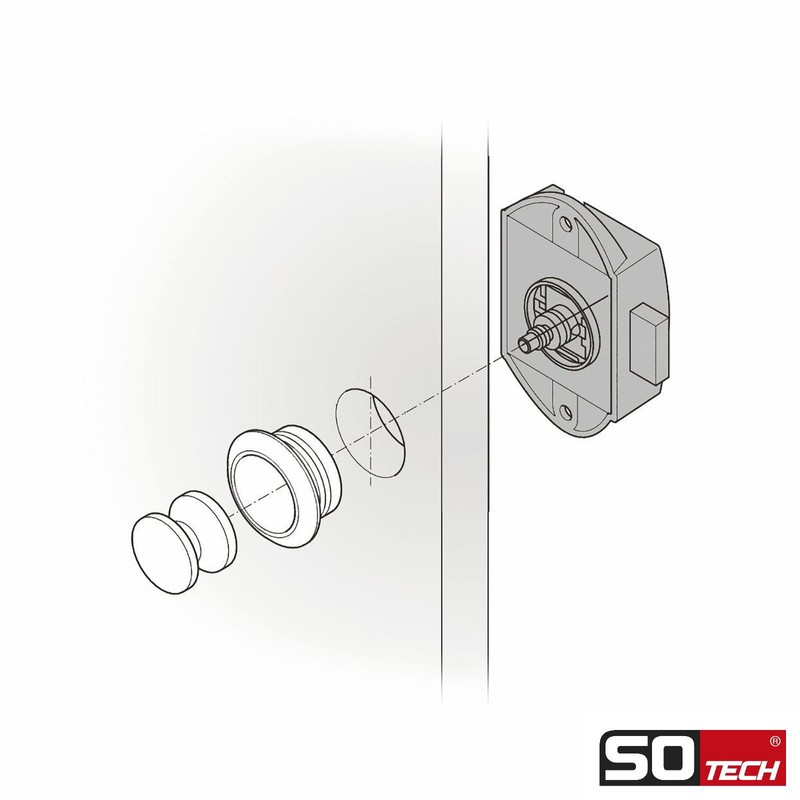 SOTECH Push-Lock Midi Push Button Diameter 23 mm Stainless Steel