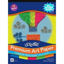 UCreate® PCAR95663 Premium Neon Construction Paper, 5 Assorted Colors