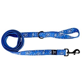 Hamilton Dog Leash, Adjustable Blue Dog Leash, Bandana Pattern Ribbon Overlay Collection Pet Leash for Dogs, Size S/M