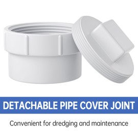 Oblectatio 3" PVC Sewer Cleanout Adapter with Plug Pipe Fitting - Durable DWV Flush Cap for Drainage Systems