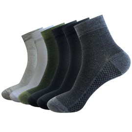 Paquete de 6 calcetines ultra delgados y transpirables para hombre de malla de verano de algodón, 3 pares azul marino + 3 pares gris L, M