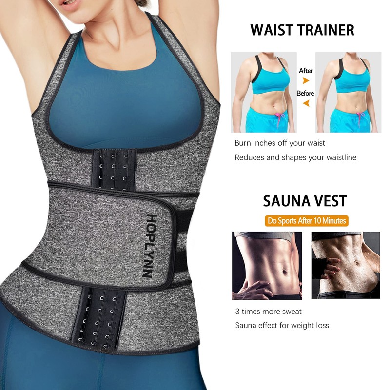 HOPLYNN Neoprene Sauna Sweat Waist Trainer Corset Trimmer Vest for