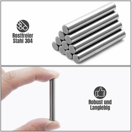 Pack of 20 Cylinder Pins Diameter 6 x 40 mm for Shelf Brackets, Stainless Steel Shelf Supports Pins, Holder for Shelves, Shelf Board Supports for Cabinets, Furniture and Shelves