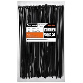 Oksdown 250 Pack Black Nylon Cable Ties 300mm×3.6mm Heavy Duty Strong Plastic Premium Self Locking 12 inch/30 cm Long Zip Tie Wraps