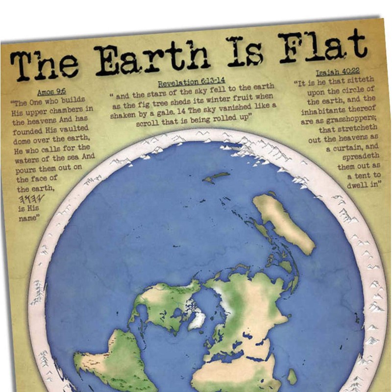 Flat Earth Map With Biblical Scripture (Flat Earth poster)