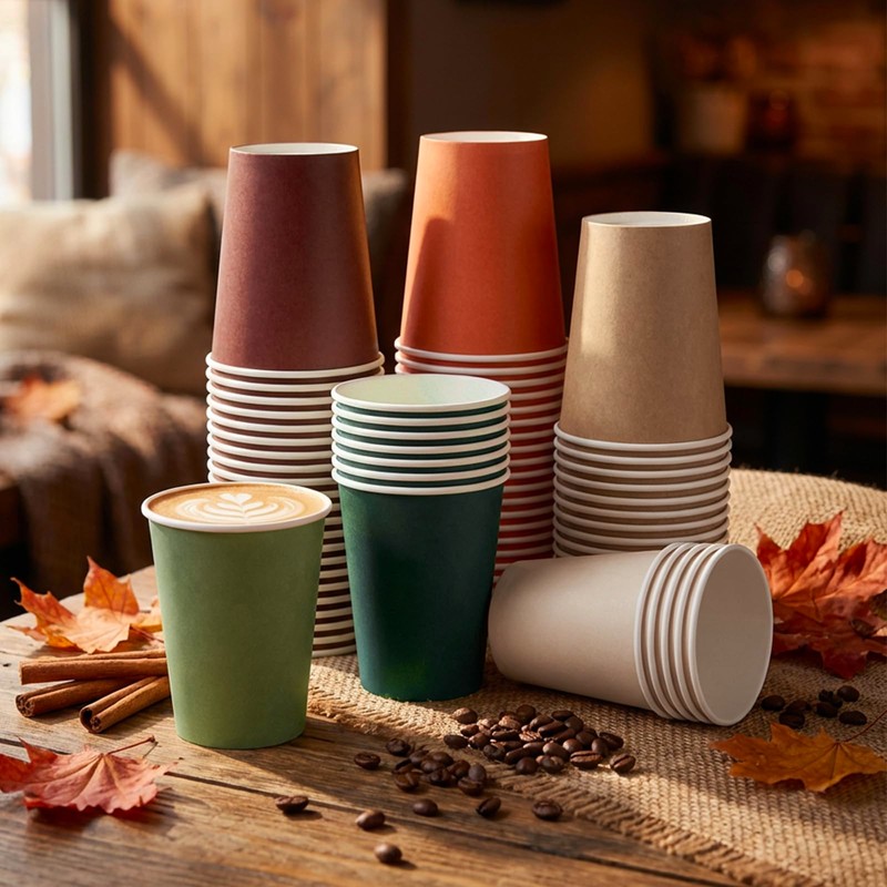 Fall Color Paper Cups 9 Oz Disposable Drinking Cups 60