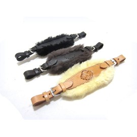 PS Pferdeartikel Sheepskin Padded Flower Nose Strap - Decorated Colour Brown