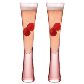 Pink Crystal Champagne Flutes Set of 2 – 5oz Handcrafted Prosecco Glasses for Couples, Weddings & Gifts