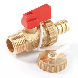 Schläfer 704410 | ITAP 1/2" Boiler Drain Ball Valve with Hose Connector and Cap, Ball Valve Male Thread 1/2" (DN15) Yellow Brass, Nylon Lever