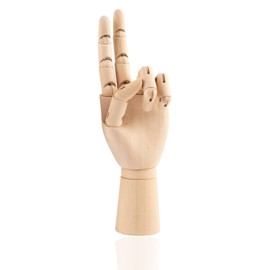 WEZCHUGHAOL 11.8-inch Realistic Art Wooden mannequins, Flexible and Movable Fingers and Wrist Joints, Left and Right Hand Art mannequins for Sketching, Painting, Hand Jewelry Display (Left)