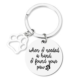 Dog Cat Lovers Gifts for Women Men Teens When I Needed A Hand I Found Your Paw Keychain for Pet Owner Gift for birthday Christmas Cat Dog Rescue Volunteers Gift Key Chain