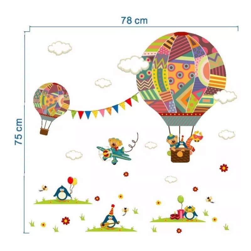 DaraBaby Vinil Decorativo Infantil Globo Aerostático Recamara Cuarto