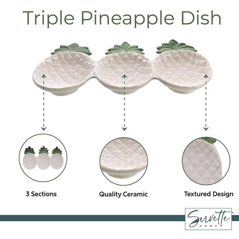 Three Section Snack Dish - Pineapple