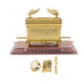 BRTAGG - Estatua chapada en oro con contenido, vara de Aaron, maná, piedra de diez mandments (mediana)