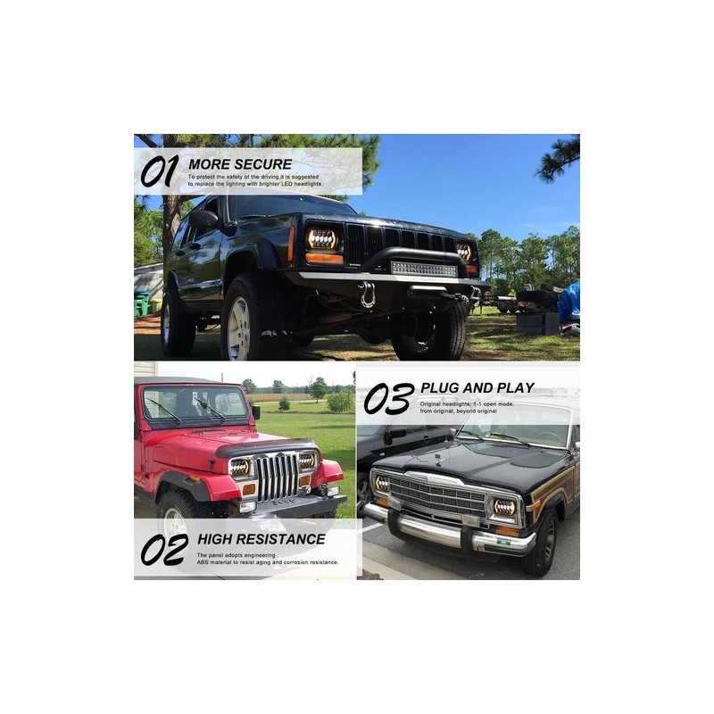 Unbranded DOT Approved Pair 200W 5x7" 7x6 LED Headlights for
