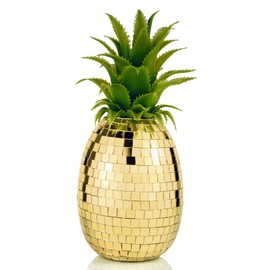 Yeehlmer Disco Ball - 4x9'' Disco Pineapple Mirror Reflective Ball Disco Decor Gold Party Disco Ball Table Bar Wedding Decoration Party Design (9'', Gold)
