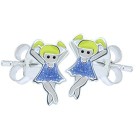 Dancer Earrings with Blonde Hair 925 Sterling Silver