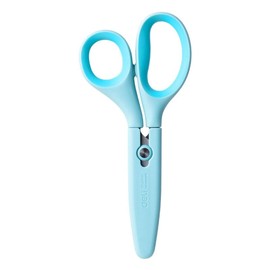 Small Blunt Tip Scissors with Cover Cap, Curved Craft Scissors for Student DIY Crafting Cutting, Pastel SoftGrip Snip Paper Shears Office Cutter for Travel Home School (Blue)
