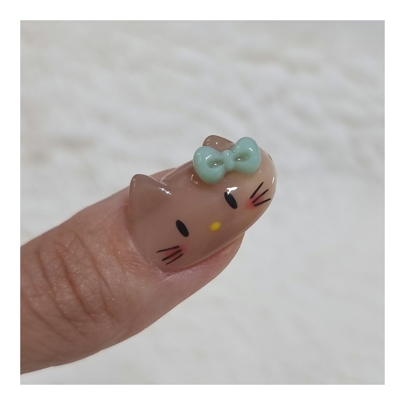 Green Jade Glazed Handmade Nail Tips - Petit Square /