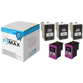 SuppliesMAX Remanufactured Replacement for HP DeskJet 1110/2130/3630/3639/Envy 4511/4528/OJ-3830/4650/ 5220/5272 High Yield Inkjet Combo Pack (3-Black/2-Color) (NO. 63XL) (F6U68AE_3PK/F6U67AE_2PKMP)