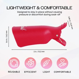 Beauticom 10Pcs *RED* Acrylic Nail Art Soak Off Cap Clip UV Gel Polish Remover Wrap Reusable Keeper Manicure Tool