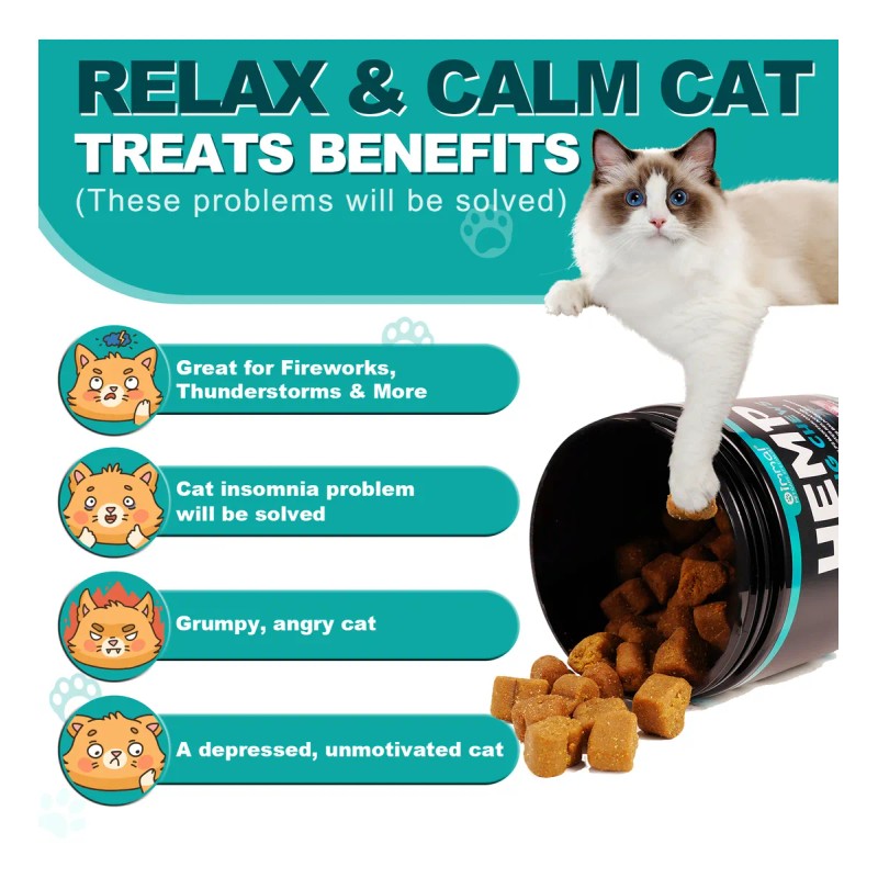 Premios Calmantes Para Gato Sabor Pollo (200 Pzs) Oimmal