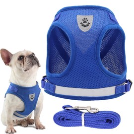 Dog Harness and Lead Set, Soft Mesh Breathable Vest Harnesses, No Pull Adjustable Reflective Step-in Puppy Harness for Small Dogs and Cats