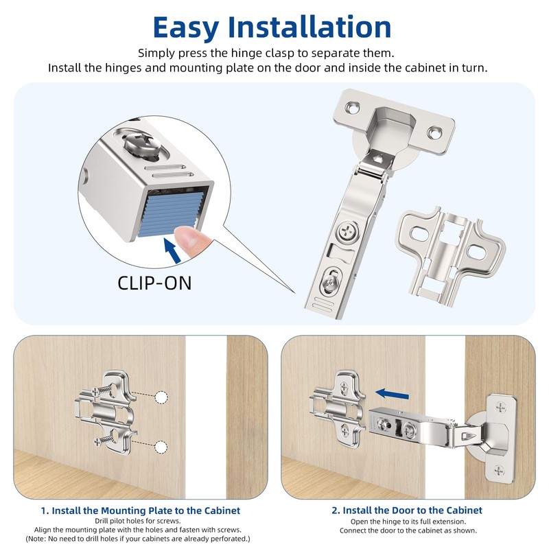 Chibery 50 Pack Full Overlay Soft Close Concealed Frameless Cabinet