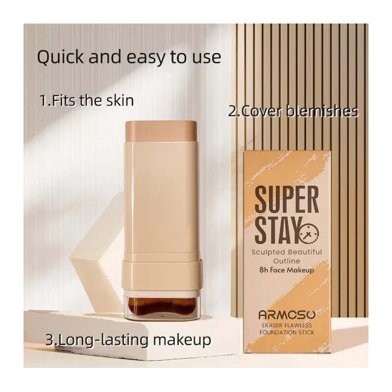 Base De Maquillaje, Corrector Y Contorno En Barra + Pincel