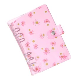 PATIKIL A6 Flower Clear Binder Cover, Soft PVC Loose Leaf Binder Protector Refillable Notebook Shell with Snap Button Closure for DIY Meeting Notebook Folder, Pink