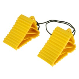X AUTOHAUX Wheel Chock Block Tire Stopper Non-slip Heavy Duty Car Truck Trailer Wheel PP Yellow 5.31"x2.95"x3.94" 1 Set