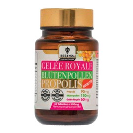 Bee&You Royal Jelly Flower Pollen Propolis with 500 mg 60 Tablets (Propolis Capsules - Chewable Tablets - Propolis Extract - No Additives - Fair Trade - Natural & Controlled Ingredients)